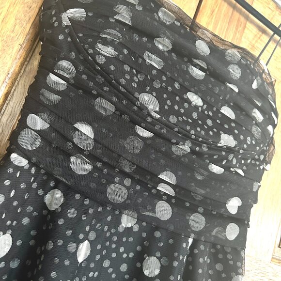 Jessica Howard Retro Black White Polka Dot Tulle Fit & Flare Dress Vtg Party 10 - Picture 5 of 8
